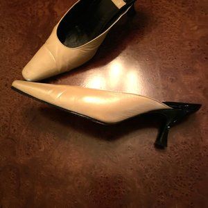 George Rech Pearlized Beige Leather Slide